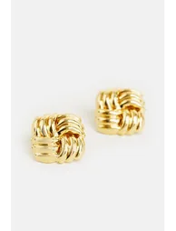 Gold Plated Quilted Stud Earrings - 2
