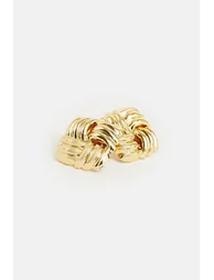 Gold Plated Quilted Stud Earrings - 3