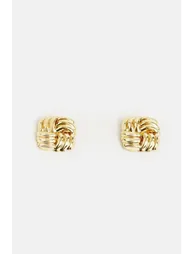 Gold Plated Quilted Stud Earrings - 1
