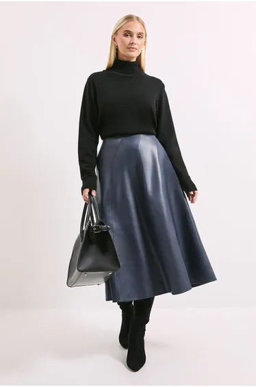 PU Seamed Circle Skirt