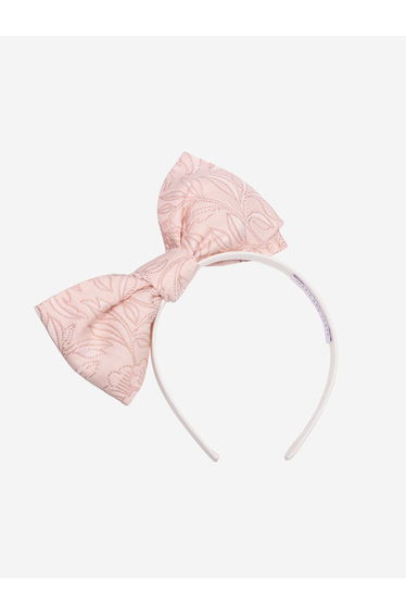 Girls Origami Jacquard Bow Headband in Pink