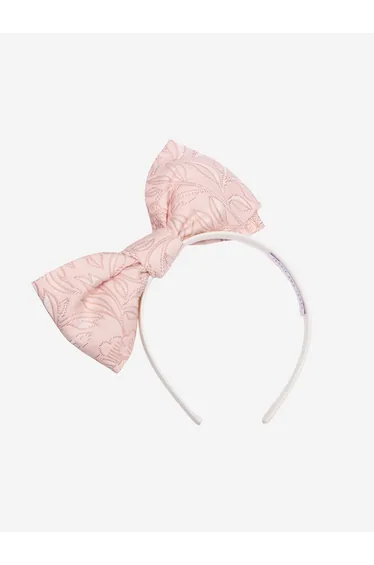 Girls Origami Jacquard Bow Headband in Pink
