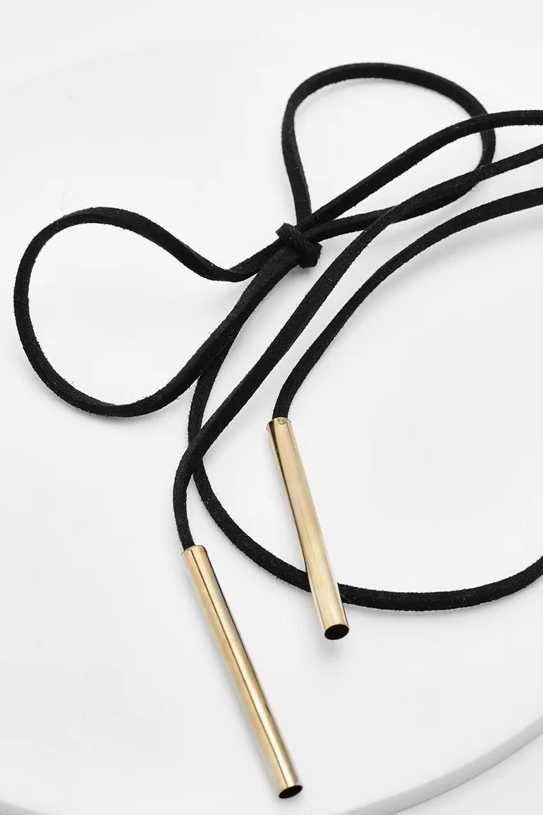 Multi Tie Bow Choker Necklace - black - 2