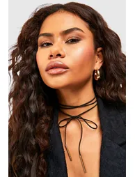 Multi Tie Bow Choker Necklace - black