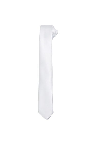 Premier Tie - Mens Slim Retro Work Tie - White