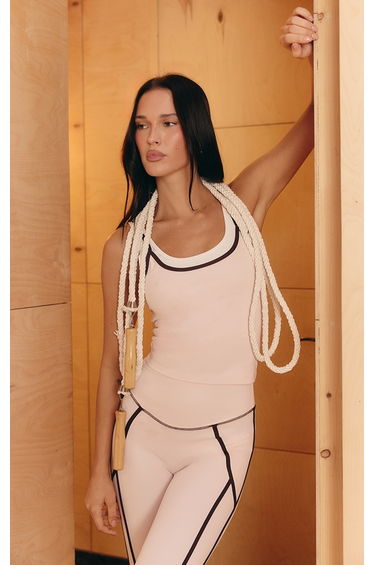 PLT Pink Double Layer Contrast Gym Vest
