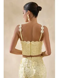 Blythe | Lemon Lace Square-Neck Crop-Top - 2