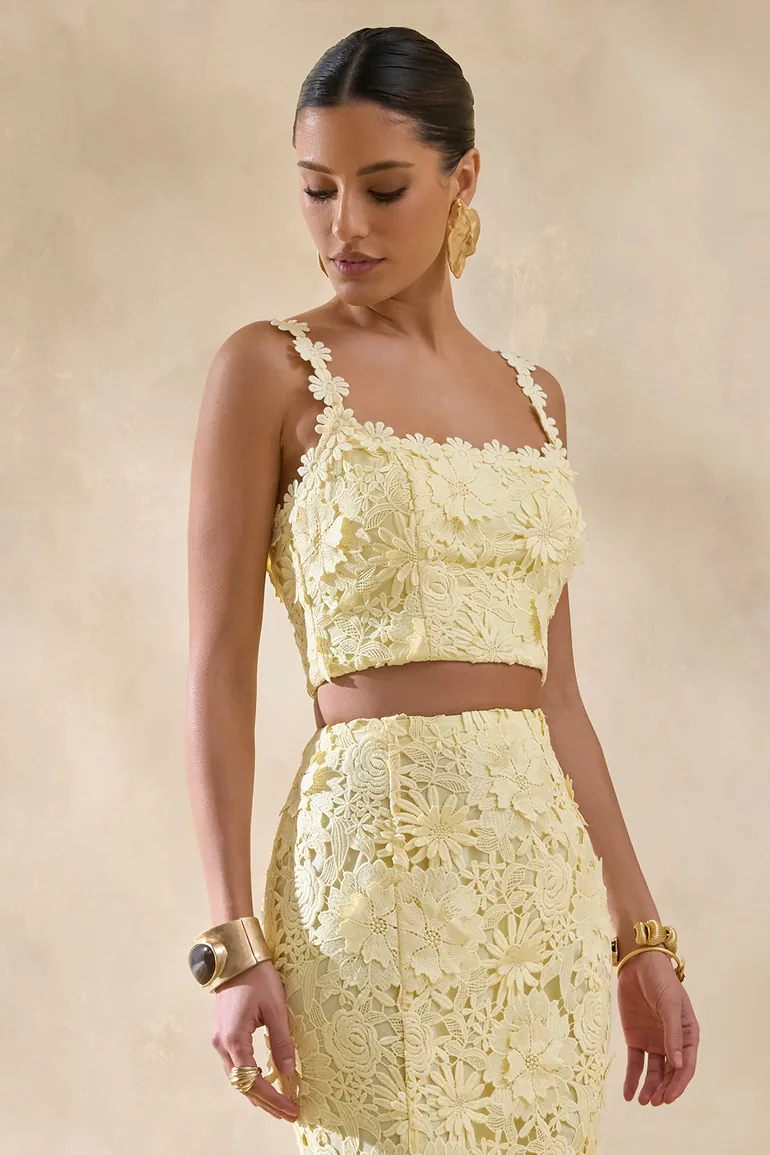 Blythe | Lemon Lace Square-Neck Crop-Top - 5
