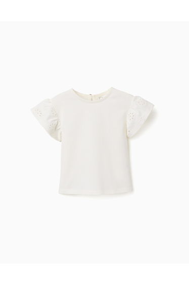 SS TSHIRT EMBROIDERY For BABY GIRL LIGHT BEIGE