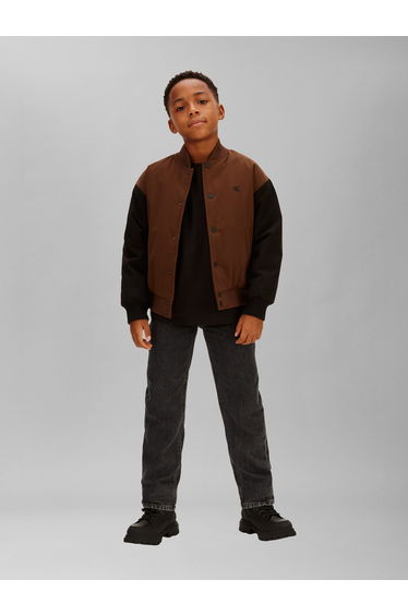Calvin Klein Boys Straight Optic Washed Jeans in Black
