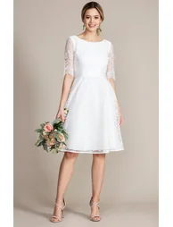 Evie Lace Embroidered Midi Bridal Dress
