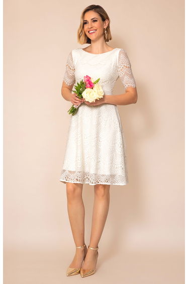 Evie Lace Embroidered Midi Bridal Dress