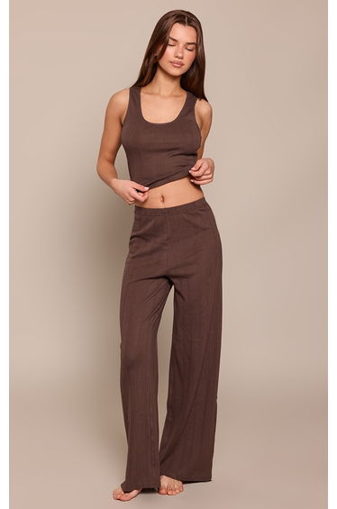 Chocolate Pointelle Pyjama Wide Leg Bottoms