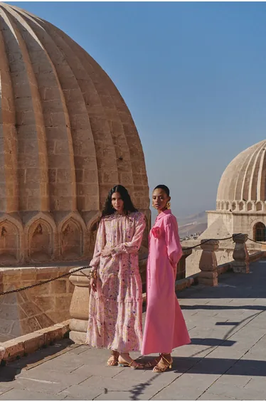 Pink Floral Detailed Woven Shirt Dress