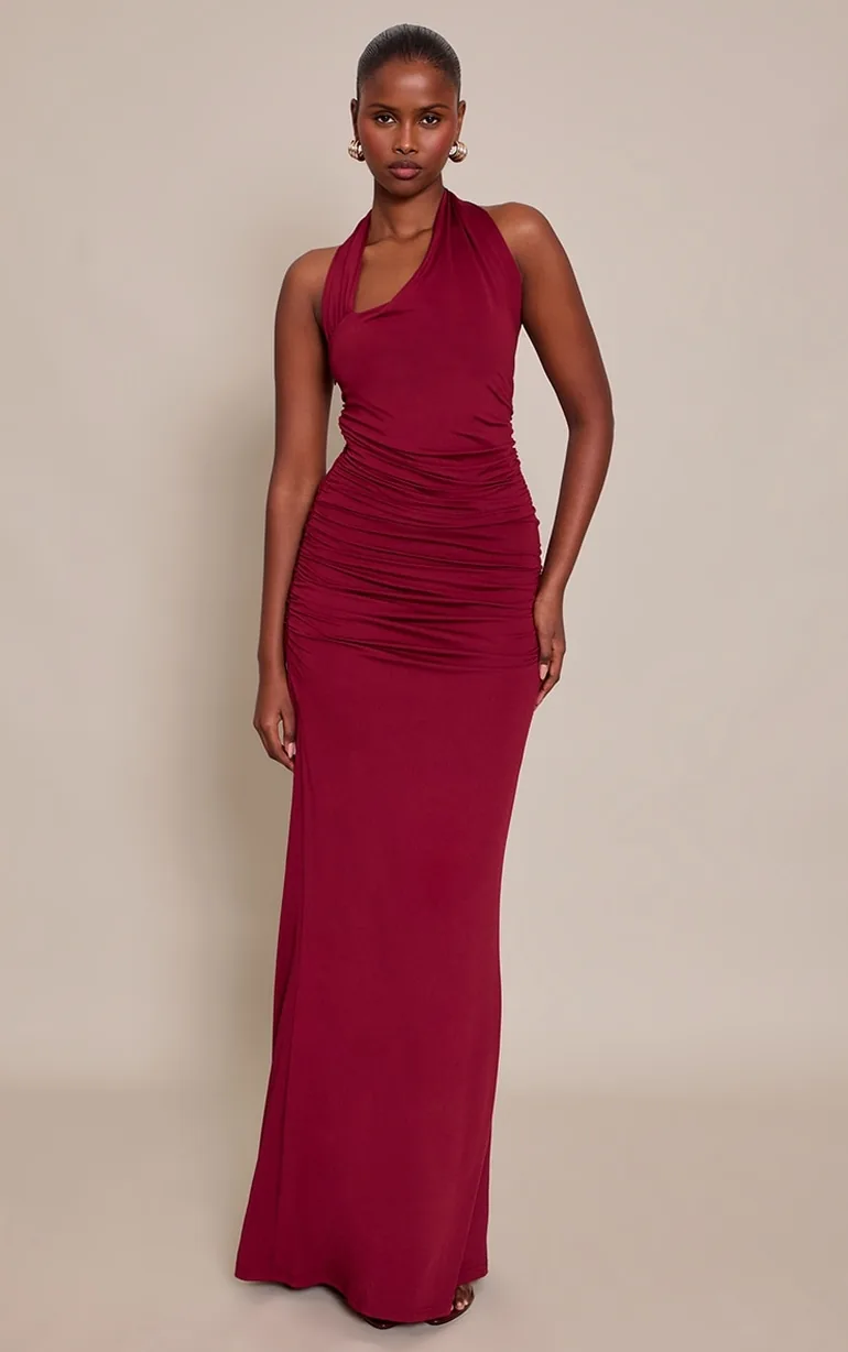 strapless open back dress Vintage Cherry Red Slinky Maxi Dress (S) – Closed Caption main image 0