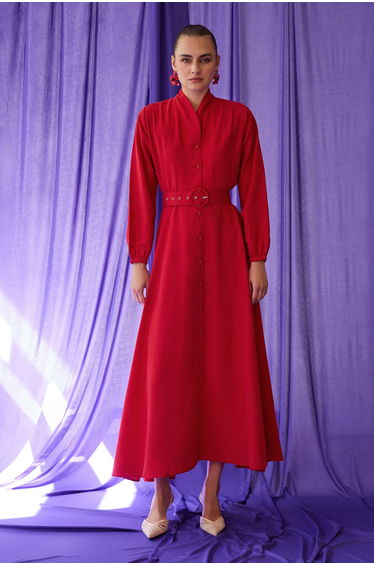 POPLIN DRESS WITH BUTTON DETAILS