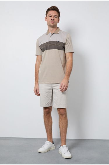 Neutral Feeder Placement Stripe Polo Shirt