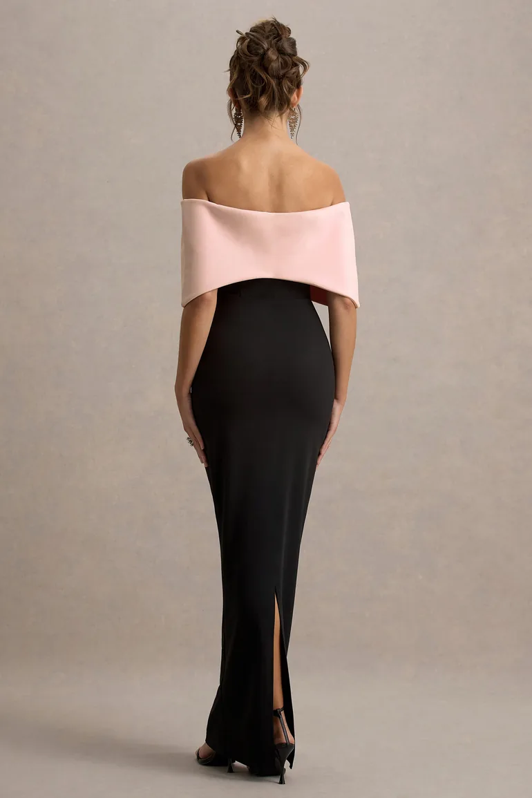back bow strapless maxi dress in black Solid Backless With Bow Long Dress