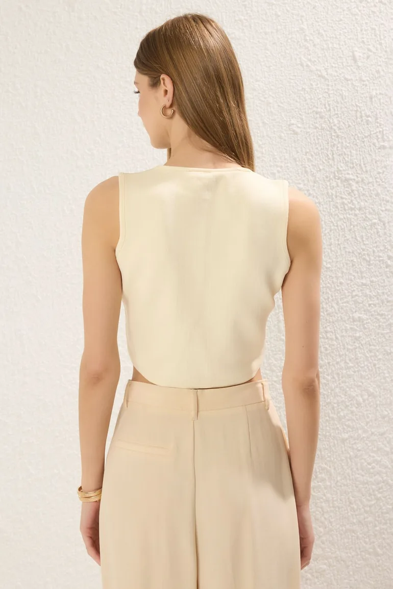 Bone Slim Crew Neck Crop Vest - 3