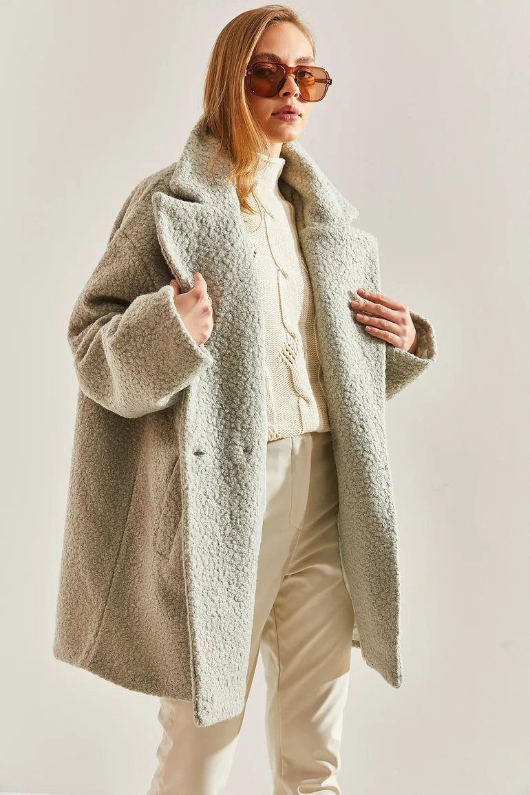 Women's Beaded Fabric Coat - 1