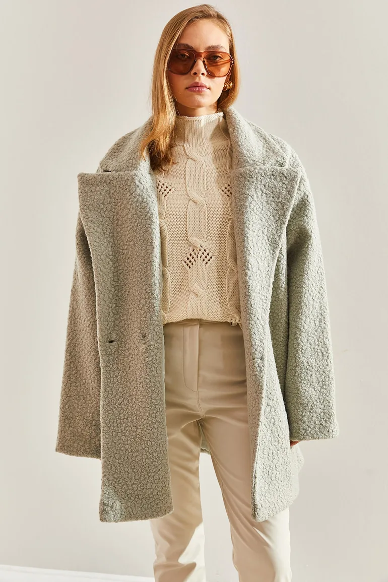 Women's Beaded Fabric Coat - 4