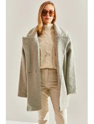 Women's Beaded Fabric Coat - 4