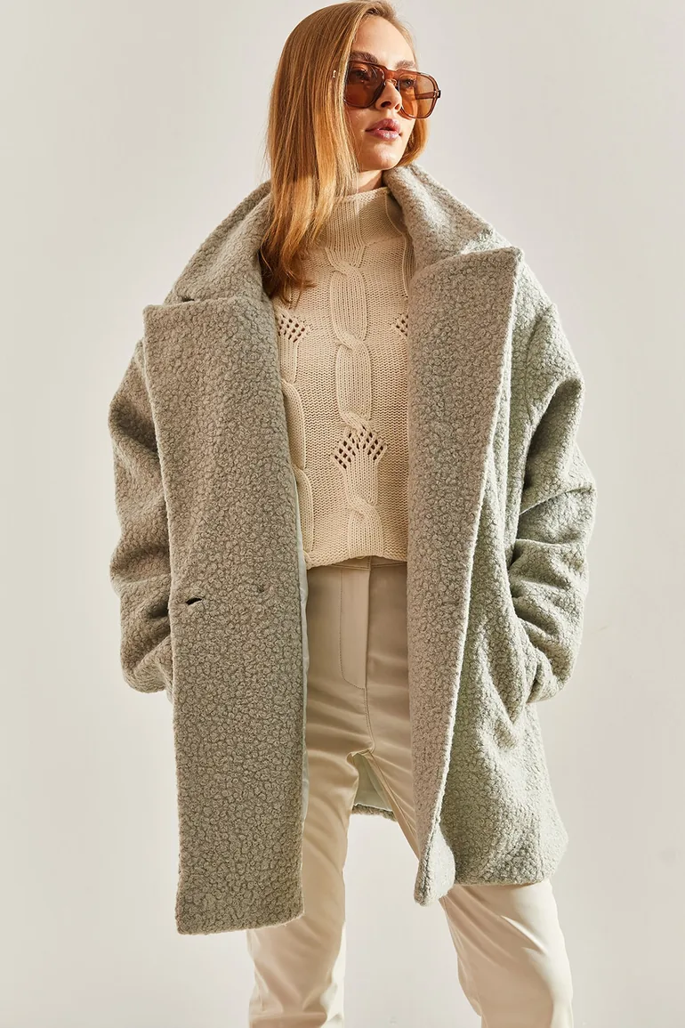 Women's Beaded Fabric Coat - 2