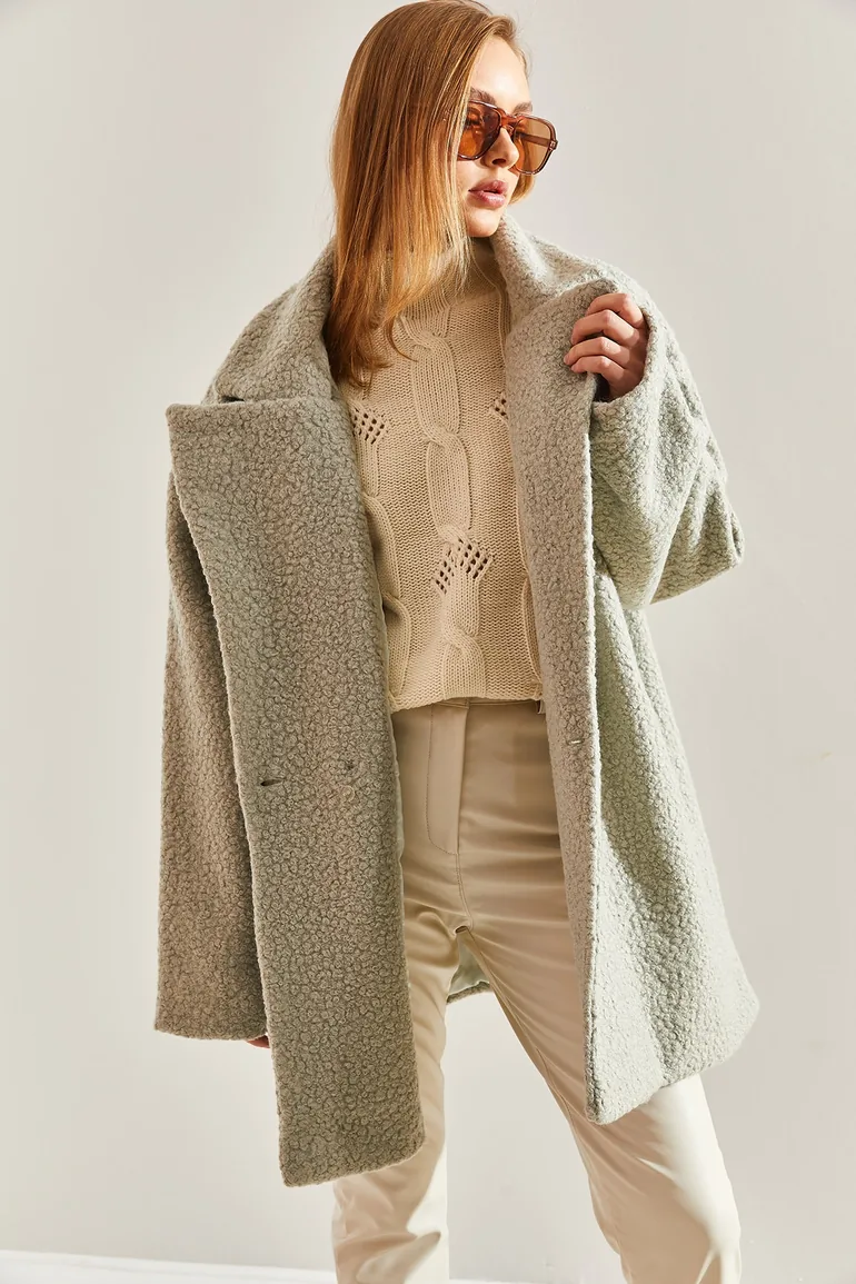 Women's Beaded Fabric Coat - 5
