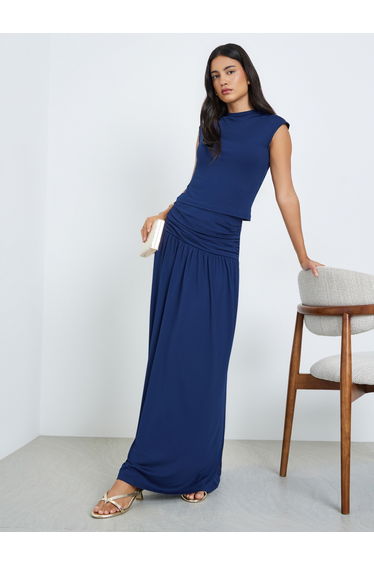 Navy Knit Sleeveless Top and Maxi Skirt Co-Ords