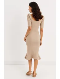 Beige Mermaid Midi Dress - 2