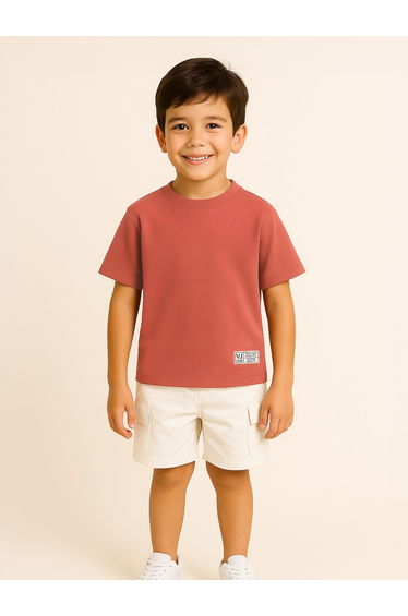 Boys Textured Knit Round Neck T-Shirt