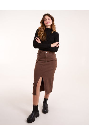 Acid Wash Denim Mid Skirt