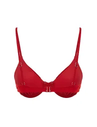 Red Balconette Textured Bikini Top - 2