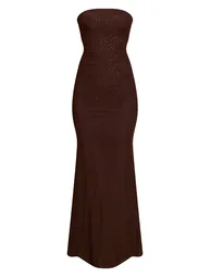 Chocolate Hotfix Bandeau Maxi Dress - 4