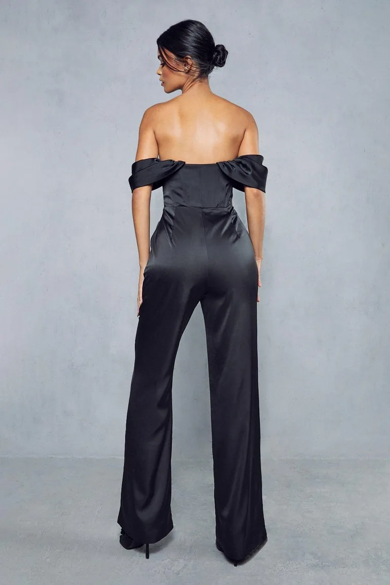 Satin Corset Bardot Jumpsuit - 2