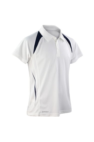 Spiro Mens Team Spirit Polo Shirt - White/Navy