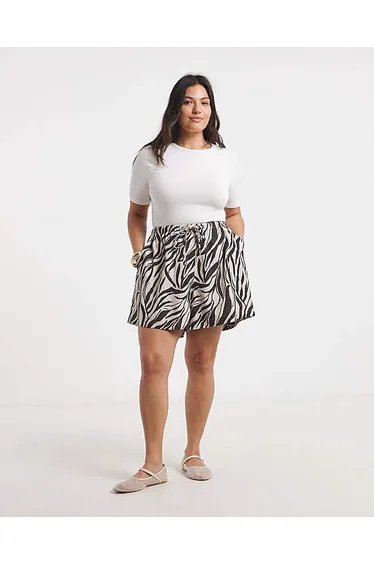 Simply Be Faded Zebra Print Linen Short