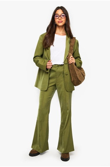 Tailored Slim Flare Trousers - olive