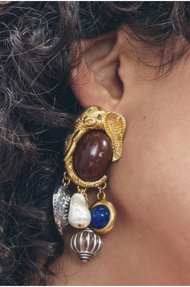 Elephant Gemstone Drop Earrings