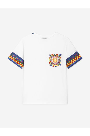 Dolce & Gabbana Boys Carretto Print Pocket T-Shirt in White