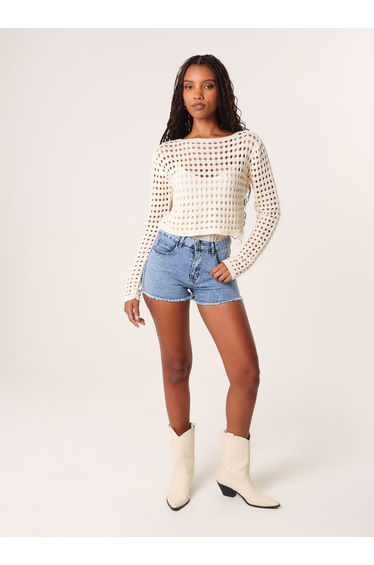 Long Sleeve Crochet Top