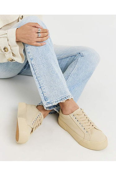 Canvas Trainer Chunky Ribbed Sole ExWide
