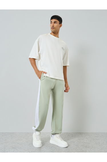 Men Green Printed Side Stripe Joggers