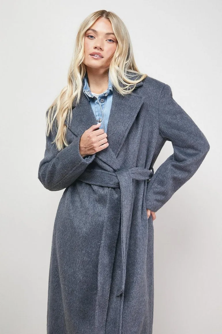 Brushed Belted Coat - 1
