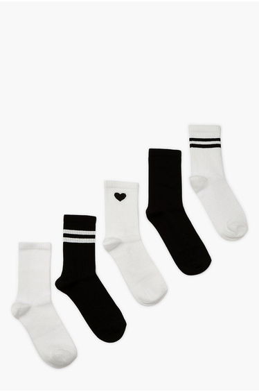 5 Pack Sports Socks - blackwhite