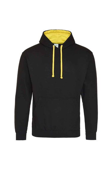 Awdis Womens/Ladies Varsity Hoodie - Jet Black/Sun Yellow