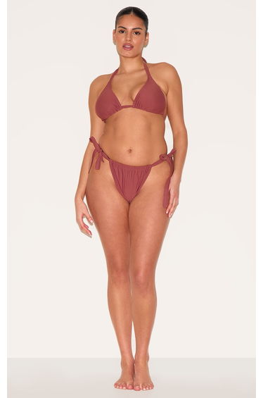 Plus Rust Basic Tanga Tie Side Bikini Bottom