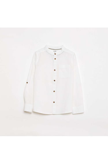 Striped linen blend shirt WHITE