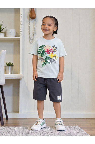 Boys Cotton Graphic T-Shirt and Shorts Set