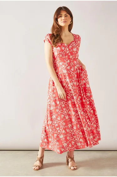 Floral Belted Midaxi Dress